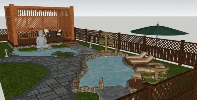 SketchUp Landscape Model: Chinese-Style Villa Courtyard Design