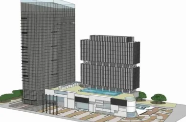 SketchUp Complex Model: Multi-Story High-Rise Office and Commercial Shopping Center in Modern Style-BIM WORLD