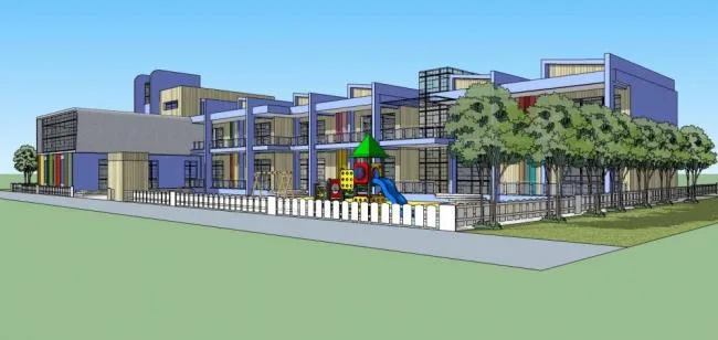 Sketchup School Model | Multi-story Kindergarten, School, Educational Building, Children's Playground, Modern Style