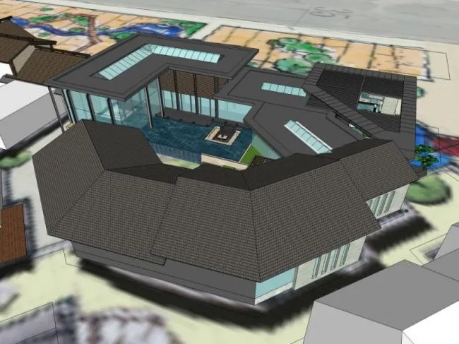 Sketchup Business Model | Multi story Sales Office, Oriental Neoclassical, Modern Chinese Style