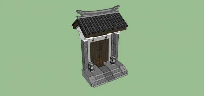 Sketchup Material Model | Gate, Chinese Style, Architectural Components