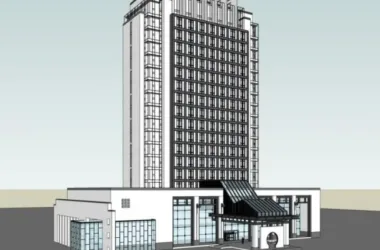 Modern Chinese High-Rise Hotel Model in SketchUp-BIM WORLD