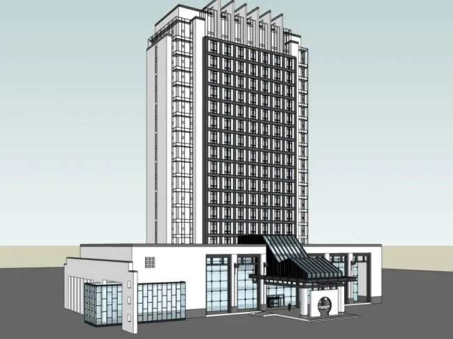 Sketchup Hotel Model | High rise Hotel, Modern Chinese Style