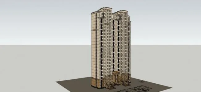 Sketchup Residential Model | Super high-rise residential building, classical style