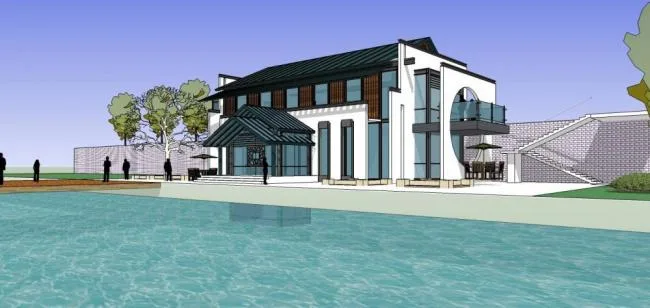 Sketchup Business Model | Multi story Clubhouse, Commercial Building, New Chinese Style