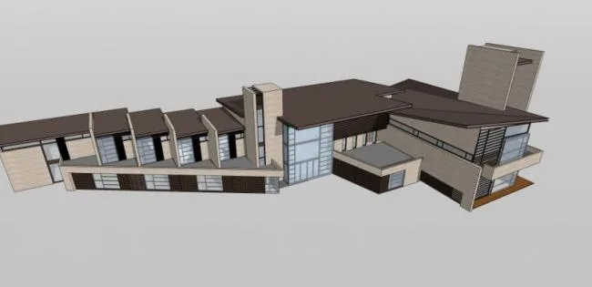 SketchUp Business Model: Multi-Story Modern Chinese Style Club Design