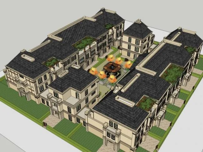 Sketchup Villa Model | Multi row Villa, Modern Style