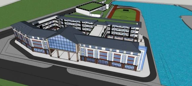 Sketchup School Model | Multi story School, Primary School, Educational Building, New Chinese Style, Teaching Building