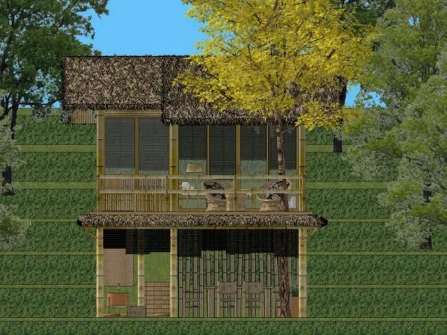 Sketchup Landscape Model | Bamboo House, Classical Style