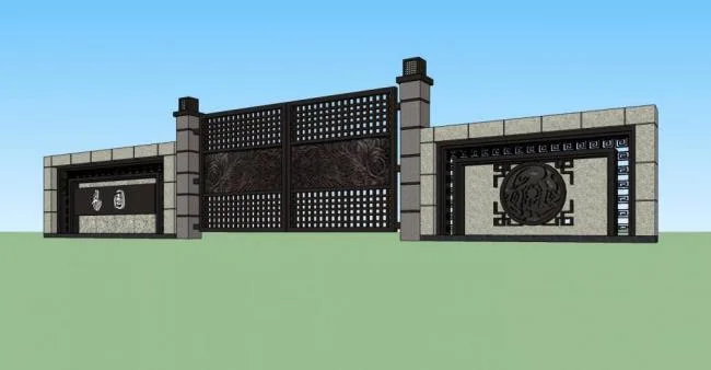Sketchup Material Model | Gate, Entrance, Chinese Style, Components, Landscape, Wall