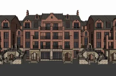 British Classical Style Row Villa SketchUp Model-BIM WORLD