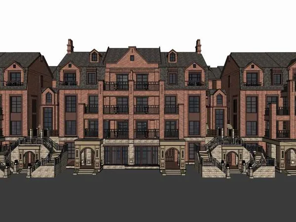Sketchup Villa Model | Row Villa, British Classical Style