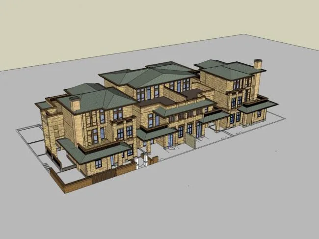 Sketchup Villa Model | Four piece Villa, Classical Style