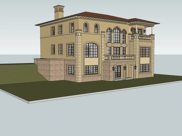 Sketchup Villa Model | Single Family Villa, Classical Style