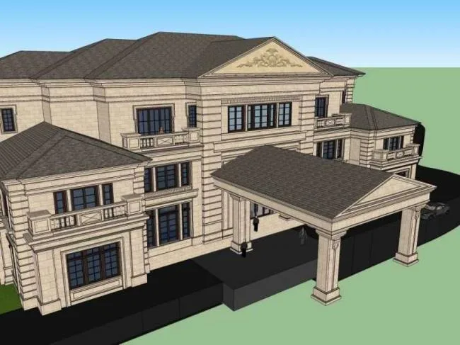 Sketchup Residential Model | Multi story Sales Office, Residential, French Classical Style