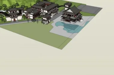 SketchUp Model of a Multi-Story Chinese-Style Private Clubhouse | Commercial Ancient Architecture-BIM WORLD