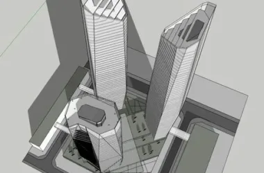Modern High-Rise Office Building Model in SketchUp-BIM WORLD