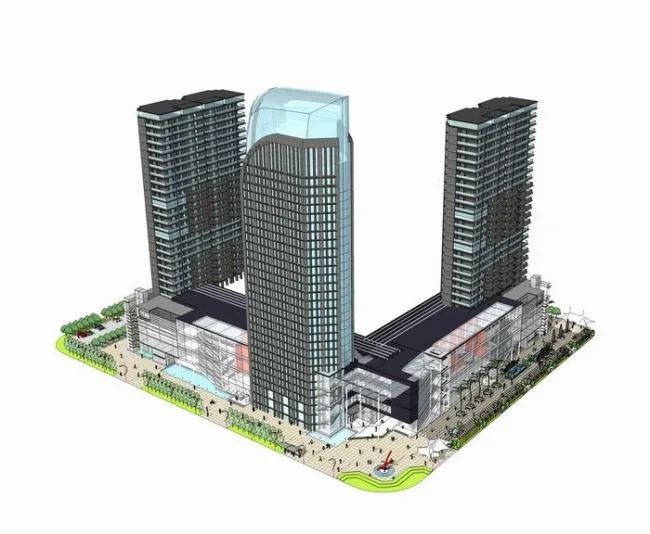 Sketchup Complex Model | Multi story High rise Mixed Commercial Complex, High rise Office Building, Modern Style
