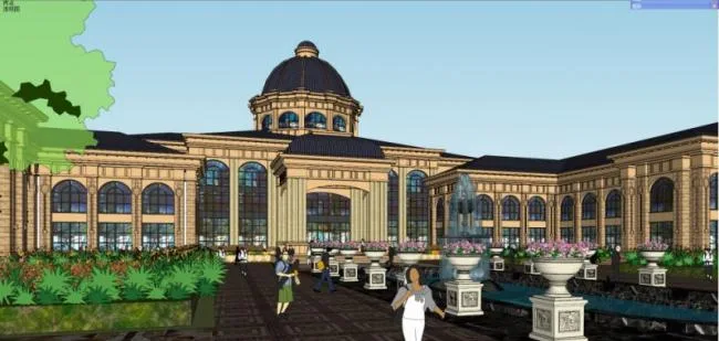 Sketchup Business Model | Multi story Club Business, Tuscan Style, Classical Style