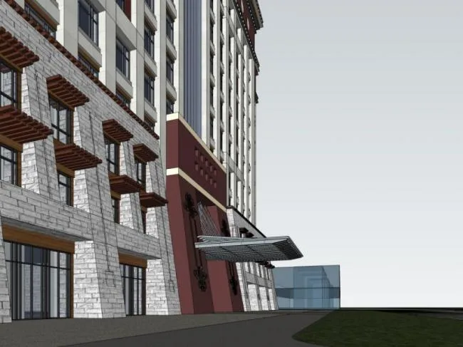 Sketchup Office Model | High rise Office Building, Tibetan Style