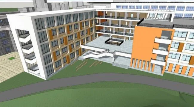 Modern Multi-Story School Model: Middle and Primary Educational Architecture in SketchUp