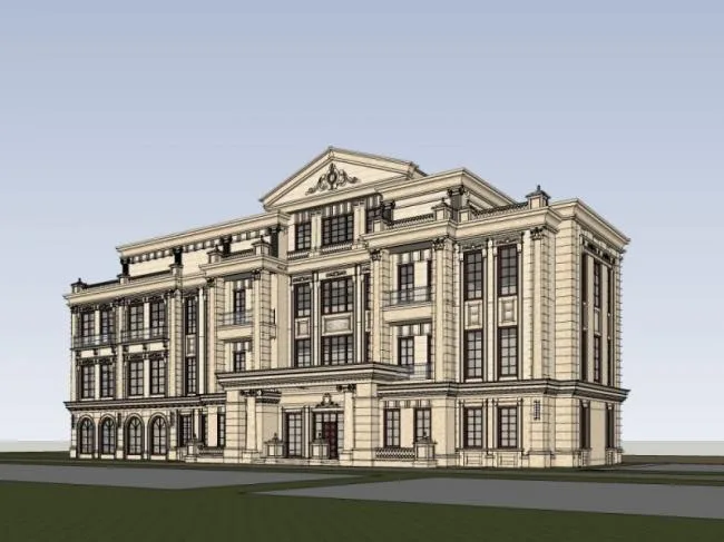 Sketchup Business Model | Multi story Clubhouse, French Classical Style