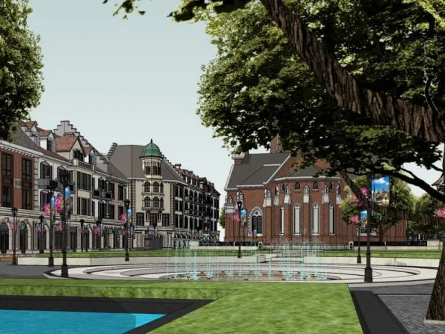 Sketchup Business Model | Multi story Commercial Street, European Classical Style