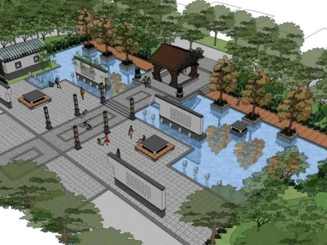 Sketchup Landscape Model | Community Landscape, Residential Landscape, Chinese Style