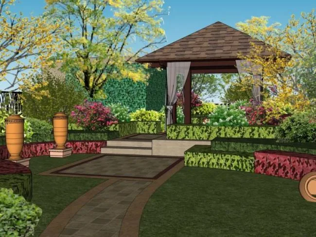 Sketchup Landscape Model | Community Landscape, Residential Landscape, Classical Style
