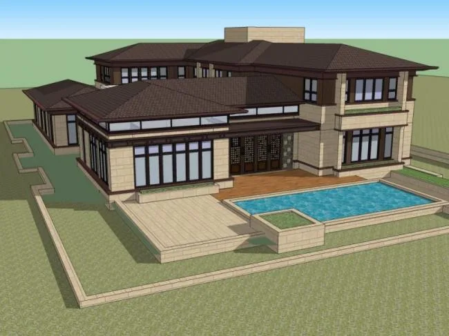 Sketchup Villa Model | Single Family Villa, Classical Style