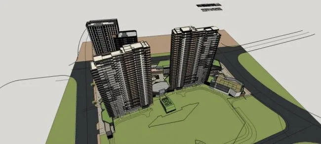 Sketchup Residential Model | High rise residential, ground floor commercial, modern style, residential building