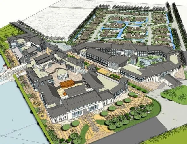 Sketchup Hotel Model | Grassland style Folk Customs Resort, Multi story Hotel, New Chinese Style