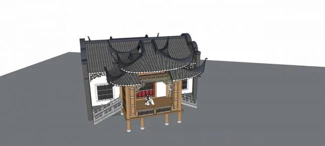 Sketchup Sketch Model | Stage, Landscape, Single Story, Chinese Style
