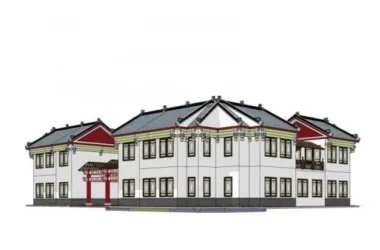 SketchUp Model of Multi-Story Ancient Western Sichuan Architecture in Traditional Chinese Style-BIM WORLD
