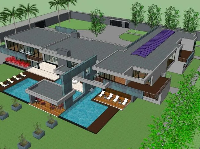 Sketchup Villa Model | Single family furnished villa, modern style