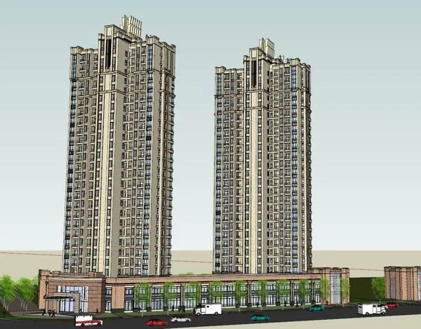 Sketchup Residential Model | High rise Residential Buildings, Classical Style