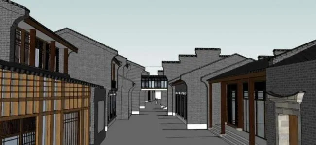 Sketchup Hotel Model | Low rise Hotel Cluster, Chinese Style