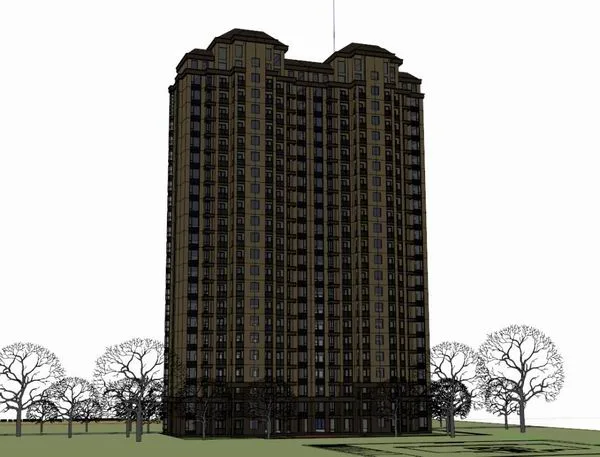 Sketchup Residential Model | High rise Residential Buildings, Classical Style