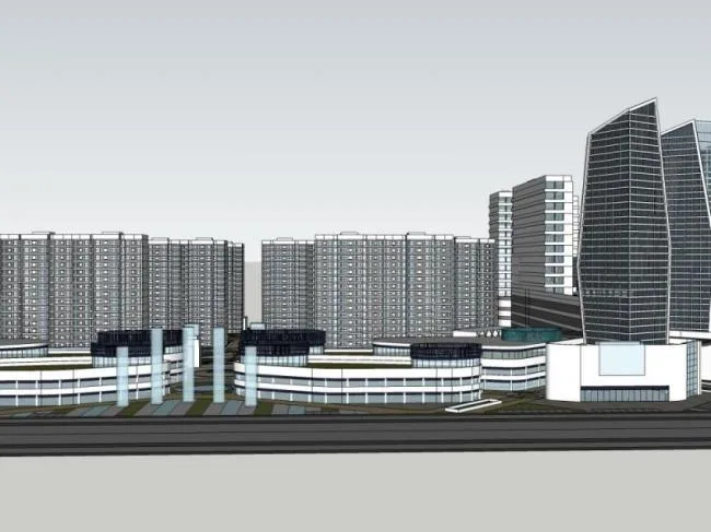 Sketchup Complex Model | Multi story Commercial Complex, Residential, Office, Hotel, Modern Style