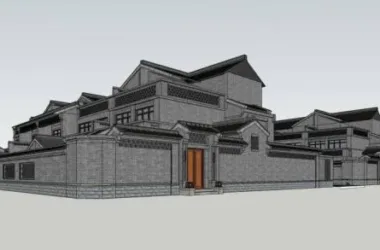 SketchUp Residential Model: Multi-Story Chinese Courtyard Villa Design-BIM WORLD
