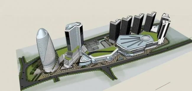 Sketchup Complex Model | High rise Complex Planning, Office, Hotel, Commercial and Financial District, Modern Style