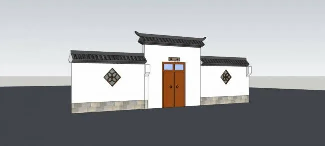 Sketchup Material Model | Courtyard Gate, Wall, Chinese Style, Material
