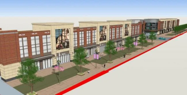 Sketchup Business Model | Multi story Commercial Pedestrian Street, Modern Style