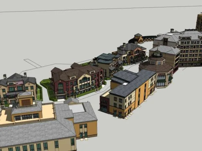 Sketchup Business Model | Multi story Commercial Street, Classical Style