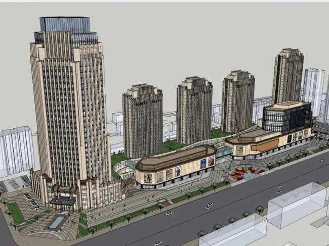 SketchUp Office Model: Classical High-Rise Headquarters Design