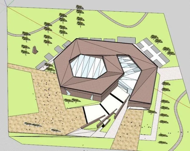 Sketchup Cultural Model | Multi story Cultural Center, Modern Style, Exhibition Hall
