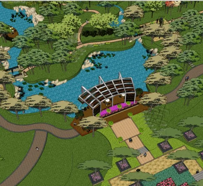Sketchup Landscape Model | Residential Community, Landscape Design, Modern Style