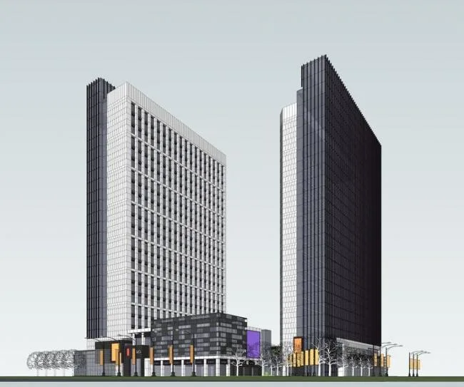 Sketchup Complex Model | High rise Commercial Complex, Hotel Office, Square, Public Building, Modern Style
