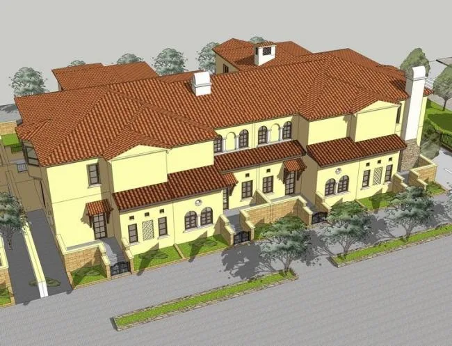 Sketchup Villa Model | Twin Villa, Spanish Style, Classical Style