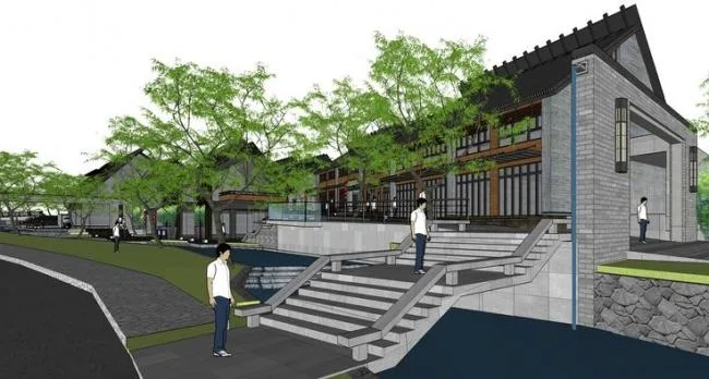 Sketchup Business Model | Multi story Commercial Street, Chinese Style